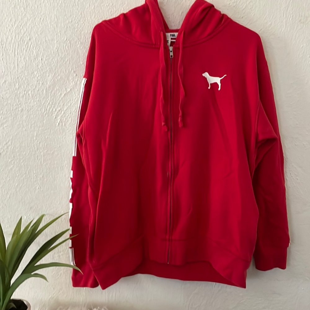 VS PINK | Victoria’s Secret Pink | Red Zip Up Hoodie Size Small - Picture 1 of 6